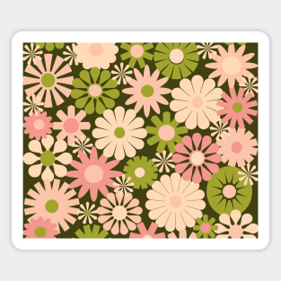 Pastel Color Pattern Vintage Flower Design Magnet